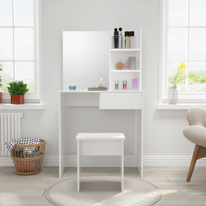 Dressing Table, Vanity Table with Mirror and Stool, Large Storage for Bedroom