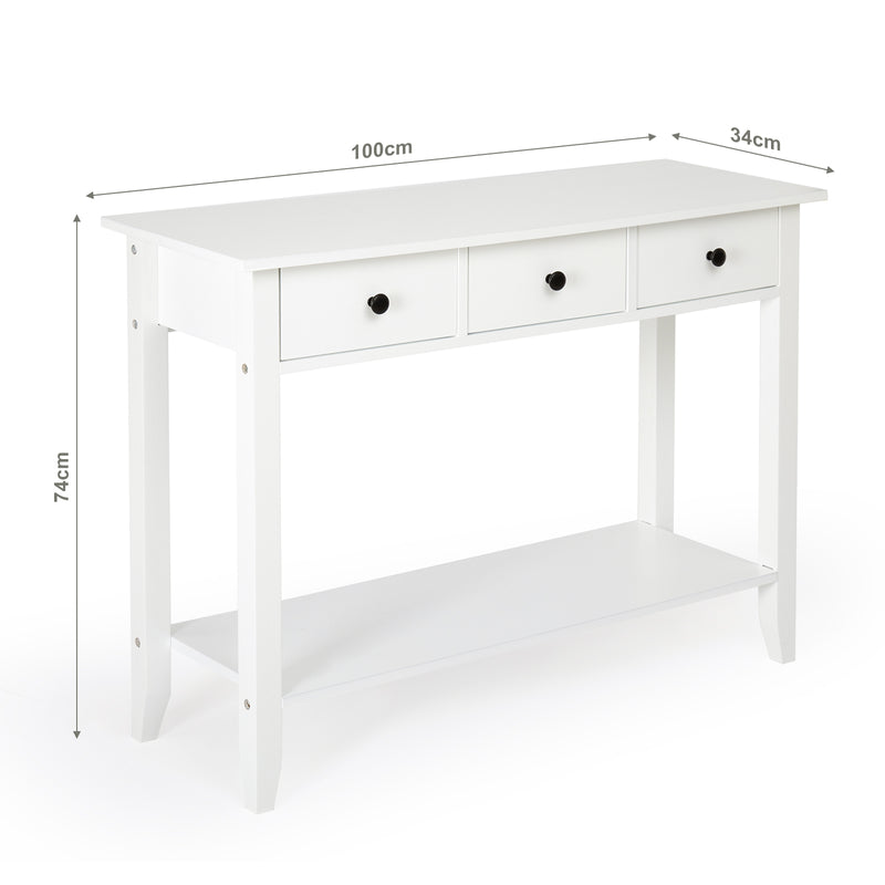 Minimalist Style Console Table,White Wooden Color, with 2/ 3 Drawers