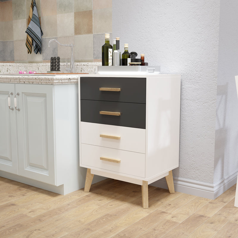Storage Cabinet, White and Grey, with 4 Drawers