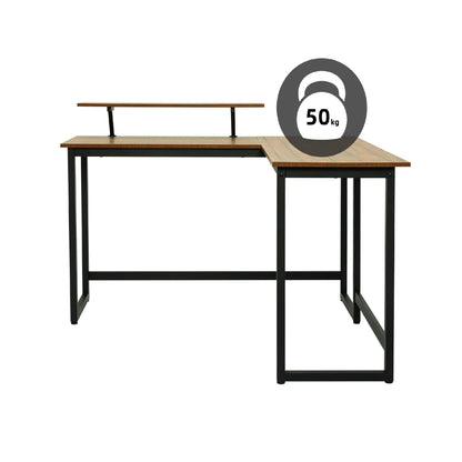 Meerveil Retro Industrie-Computertisch，L-förmig, mit Monitorständer