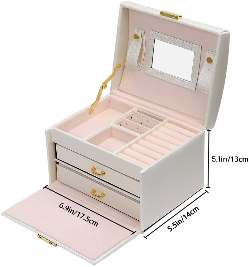 Meerveil Meerveil Modern Jewellery Box, Black/White/Pink Color, Has Partitions and a Small Mirror