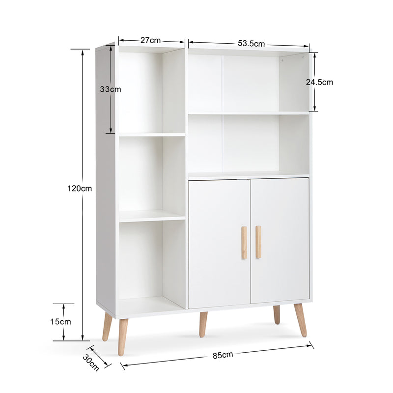 Modern Storage Cabinet, White Color, Adjustable Partitions