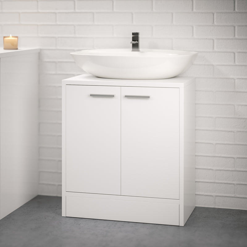 Meerveil Mueble bajo lavabo para baño, color blanco, unidad de almacenamiento con 2 puertas