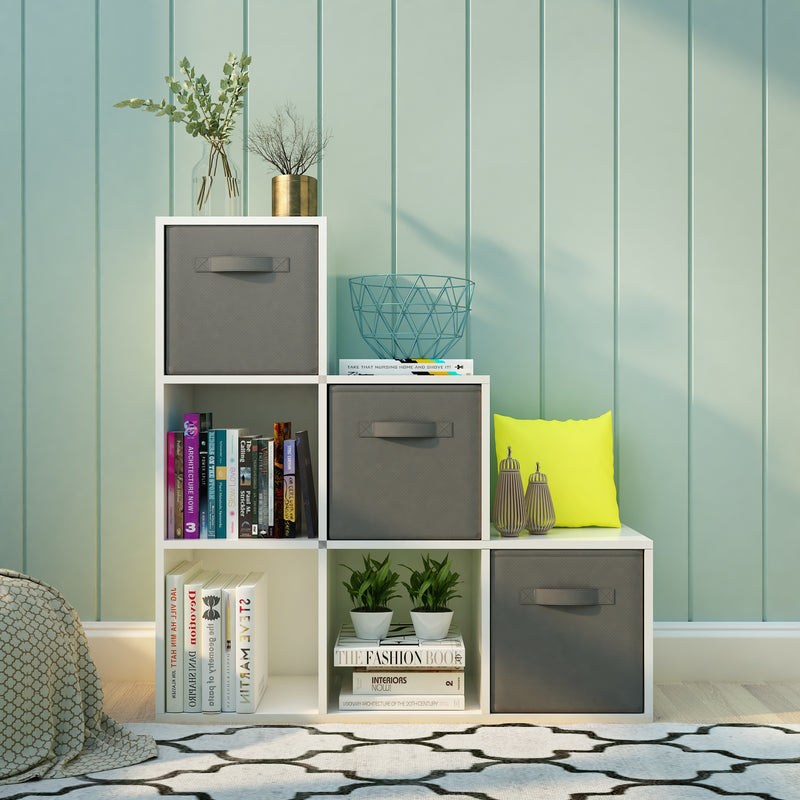 6 Cubes Bookcase, White Color, Trapezoid Storage Unit