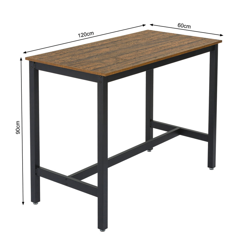 Retro Industrial Bar Table Sets, Dark Wood Grain Color