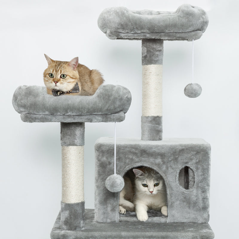Meerveil Árbol rascador para gatos, tamaño mediano, con plataformas y hamaca