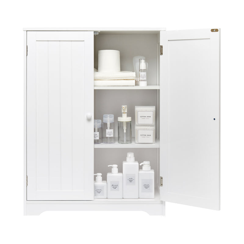 Meerveil Armoire de salle de bain haute simple, couleur blanche, 2 portes