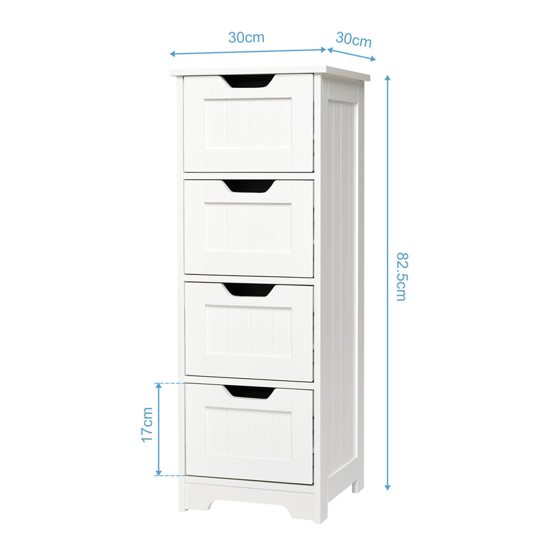 Simple Bathroom Cabinet, White Color, Single Raw and 4 Drawers