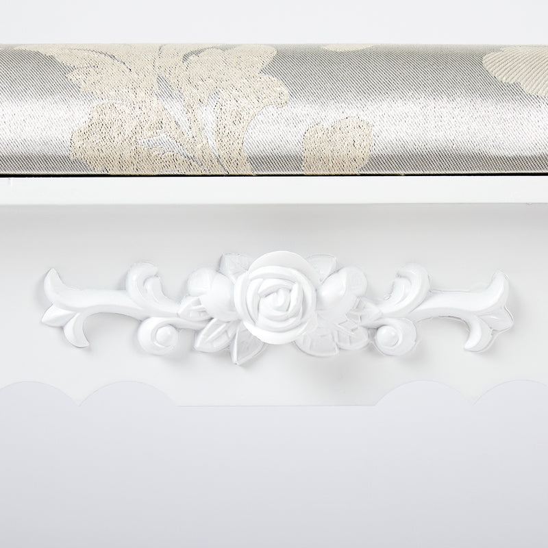Meerveil Taburete para tocador, color blanco, estampado barroco acolchado