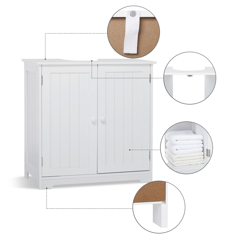 Meerveil Einfacher Badezimmerschrank, Weiße Farbe, 2 Türen