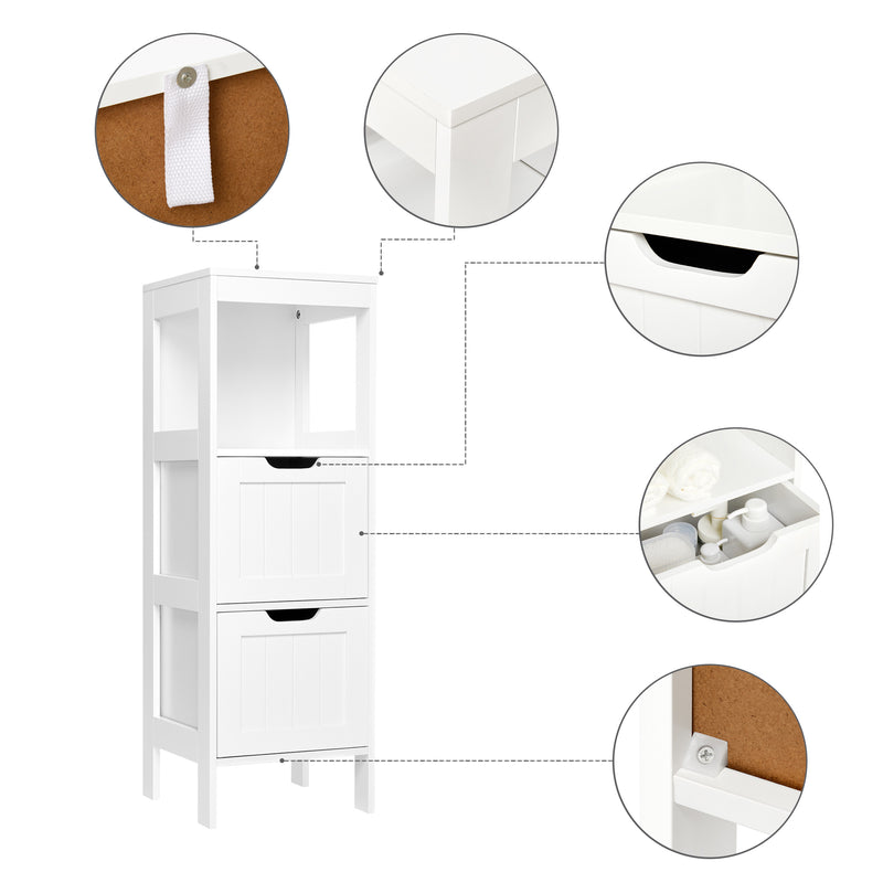 Meerveil Simple Badezimmerschrank, Weiße Farbe, Single Raw, 2 Schubladen