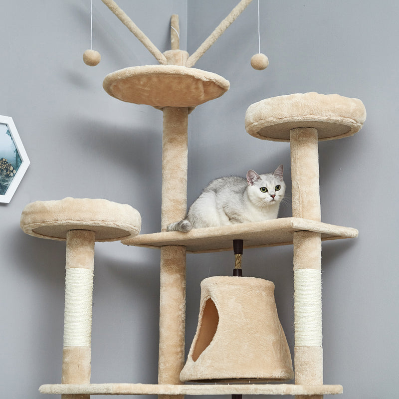 Meerveil Árbol rascador para gatos, tamaño grande, siete niveles de diferentes alturas