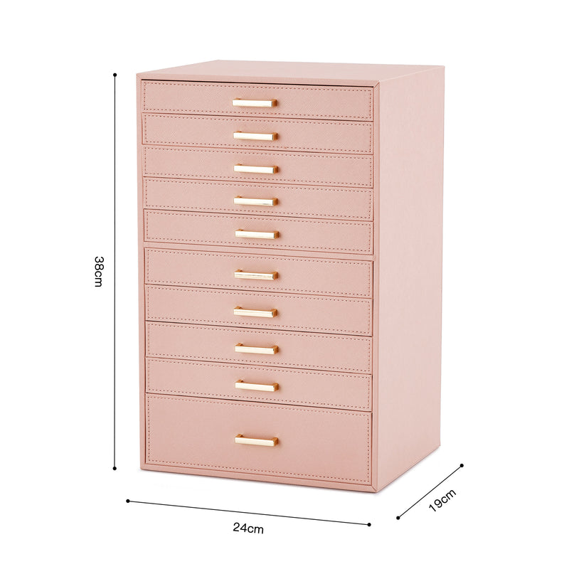 Meerveil Portagioie, colore rosa/nero/bianco, ampio spazio di archiviazione, ampi cassetti mobili multipli