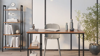 Meerveil Retro Industrieller Computertisch für Home Office, mit offenen Lagerplätzen