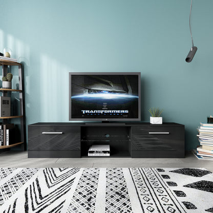 Meerveil Mueble para TV LED, color blanco y negro, gran espacio de almacenamiento