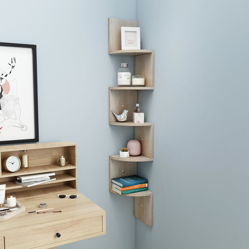 Rounded Wall Shelf, Grey and Oak, Easy to Assmeble